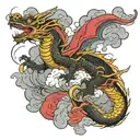 dragon flying in clouds tattoo design idea