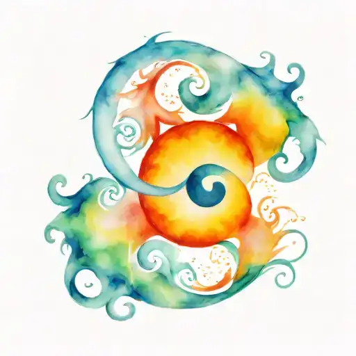 Pisces, yin yang, depression survivors tattoo design idea