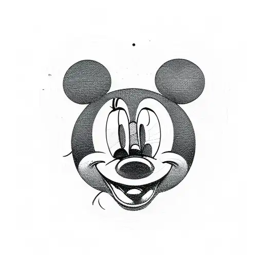 Geometric representation of Mickey Mouse tattoo design idea