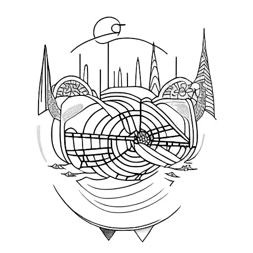 Incorporate your occupation as a Tamirci into a minimalist tattoo featuring an Araba vehicle and animals. tattoo design idea