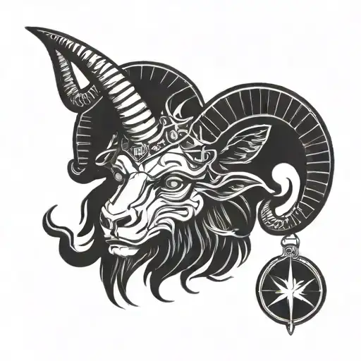 baphomet head tattoo design idea