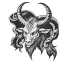 baphomet head tattoo design idea