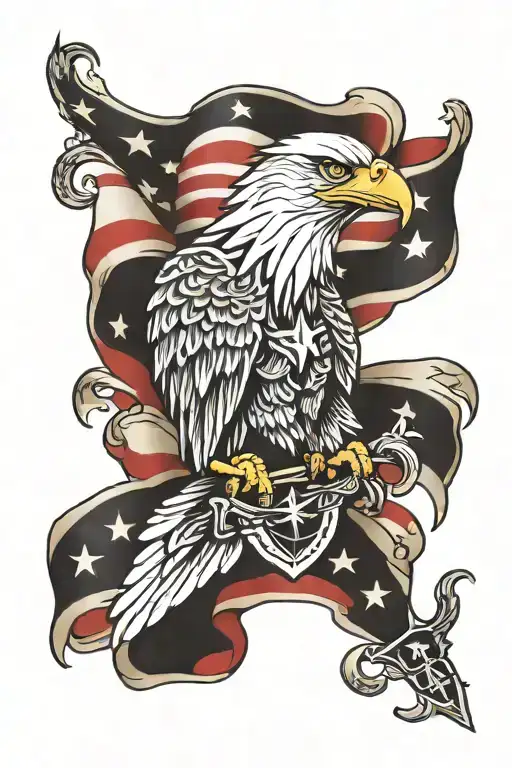 eagle cross and flag   tattoo design idea