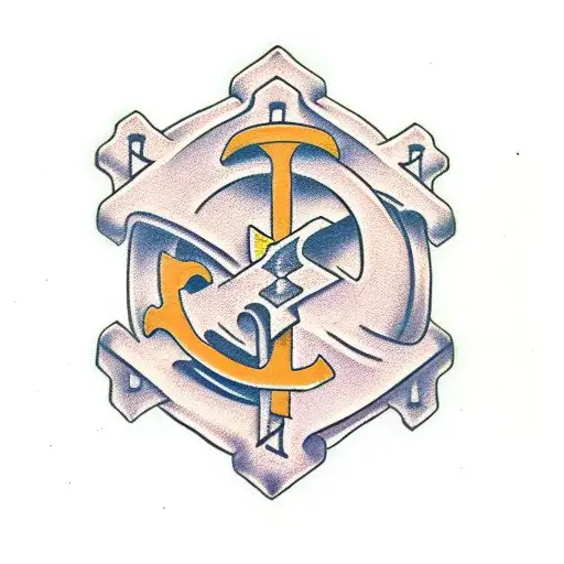 porous wooden cross tattoo design idea