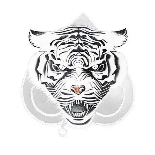 Skull with tiger head tattoo design idea