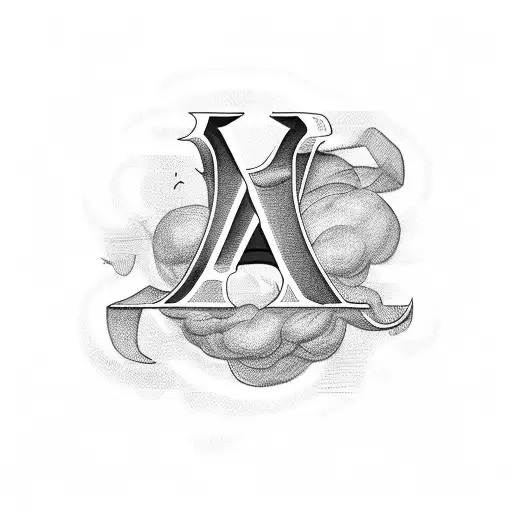 a letter A combined with a letter V, and 3 thin lines in them, meaning strength tattoo design idea