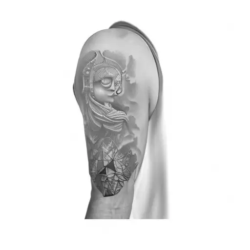 Sacred Geometry relation between the human and the universe, the cosmus, the perfect mathematics of nature tattoo design idea