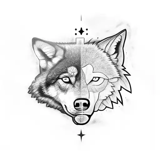 Taino Puerto Rican flag and a wolf tattoo design idea