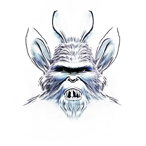 bigfoot with bunny ears tattoo design idea