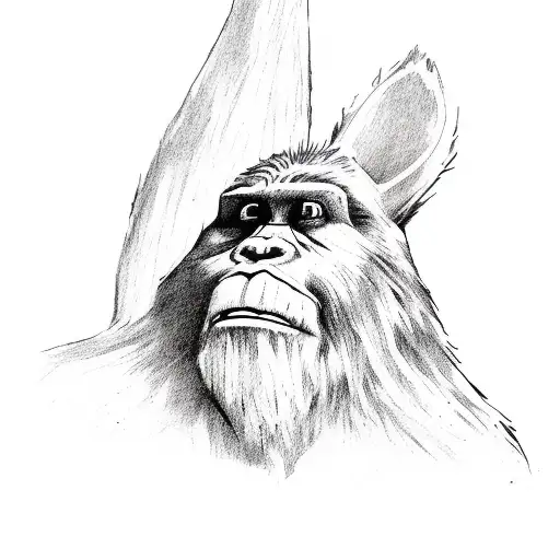 bigfoot with bunny ears tattoo design idea