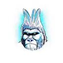 bigfoot with bunny ears tattoo design idea