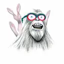 bigfoot with bunny ears tattoo design idea