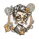 androgynous cartoon character, in a vintage, bubbly 60's cartoon style.   tattoo design idea