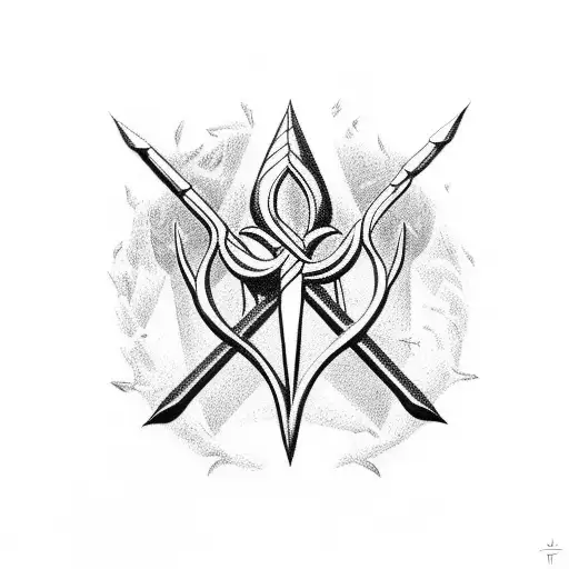 Barbados trident with pretty design around it tattoo design idea