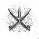 Barbados trident with pretty design around it tattoo design idea