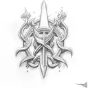 Barbados trident with pretty design around it tattoo design idea