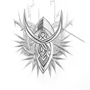 Barbados trident with pretty design around it tattoo design idea