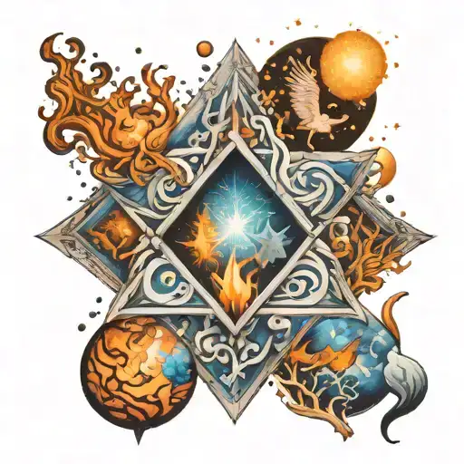 Four elements like stars tattoo design idea