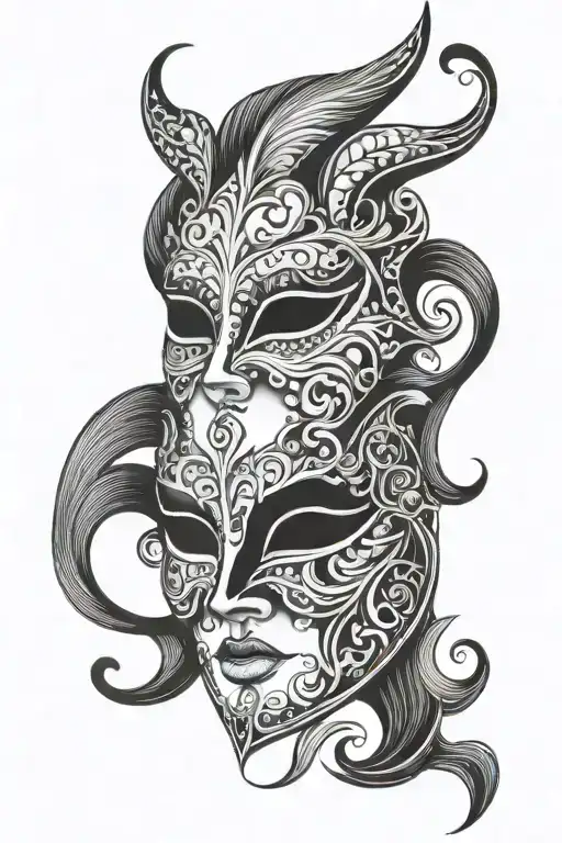 Venetian mask tattoo design idea