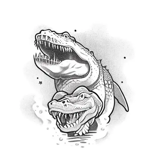 A man chopping an aligators head of with an axe tattoo design idea