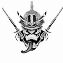 python around japanese warrior with fades tattoo design idea