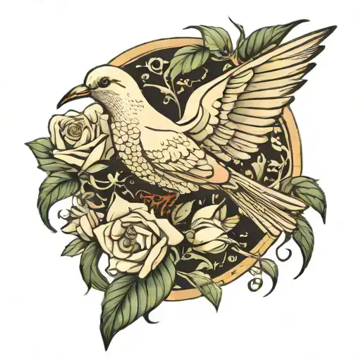 dove and prarying mantis tattoo design idea