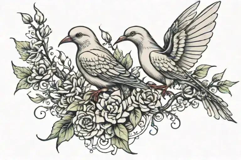 dove and prarying mantis tattoo design idea