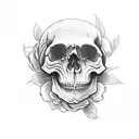 skull , roses , dead doll tattoo design idea