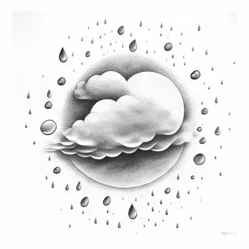 rain cloud inside sun tattoo design idea