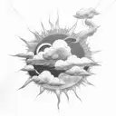 rain cloud inside sun tattoo design idea