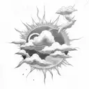 rain cloud inside sun tattoo design idea
