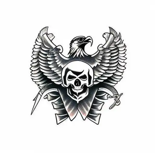 old school eagle snake dagger skull half sleeve tattoo design idea