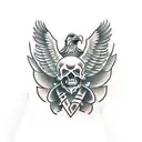 old school eagle snake dagger skull half sleeve tattoo design idea