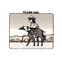 texas desert with small a cowboy on a horse in the back and leaves and mountains in the back and a nintendo DS game card tattoo design idea