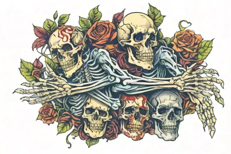 Skeleton arm and zombie arm tattoo tattoo design idea