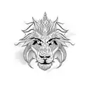 dragon with lion geometric  tattoo design idea