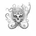 a full arm tatto with Zeus on top and a line connected to a bird and octopus and airplane sign and A710  and Paris and E tattoo design idea