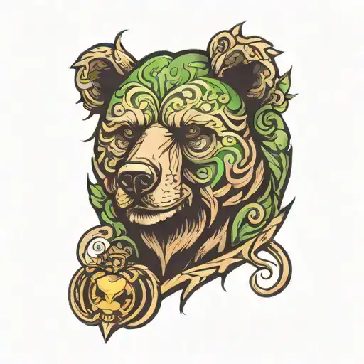 irish bear head tattoo design idea