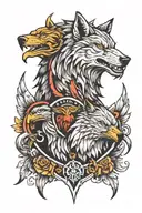 Wolf and eagle   tattoo design idea