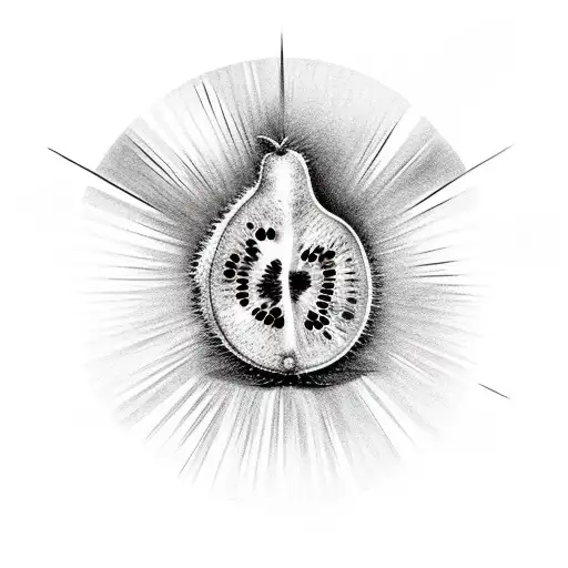 kiwi fruit with halo and angel wings tattoo design idea