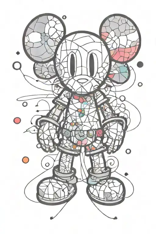 meaningful, masculine, kaws x murakami,minimalistic, creative, black and white w/ hints of color tattoo tattoo design idea