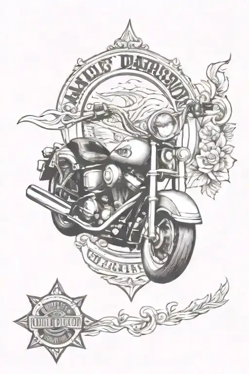 biker Harley Davidson motorcycle tattoo design idea