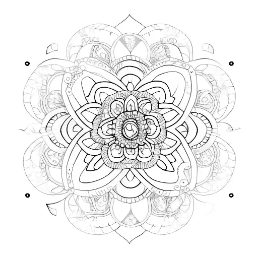 A minimalist tattoo of a camera lens with intricate floral patterns inside tattoo design idea