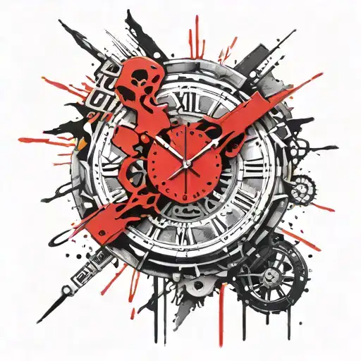 predator clock tattoo design idea