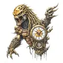 predator clock tattoo design idea