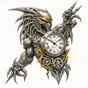 predator clock tattoo design idea