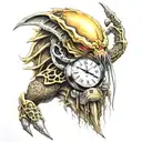 predator clock tattoo design idea