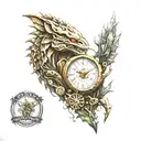 predator clock tattoo design idea