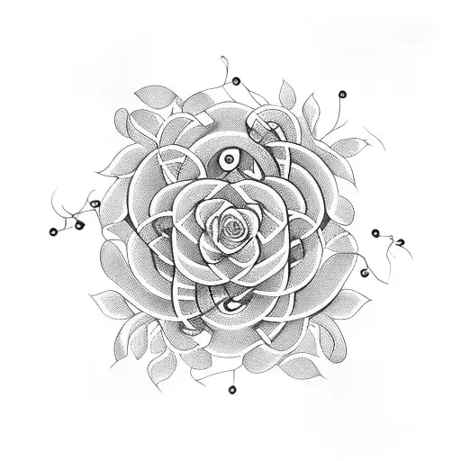 long flower vines interwoven with chain links tattoo design idea