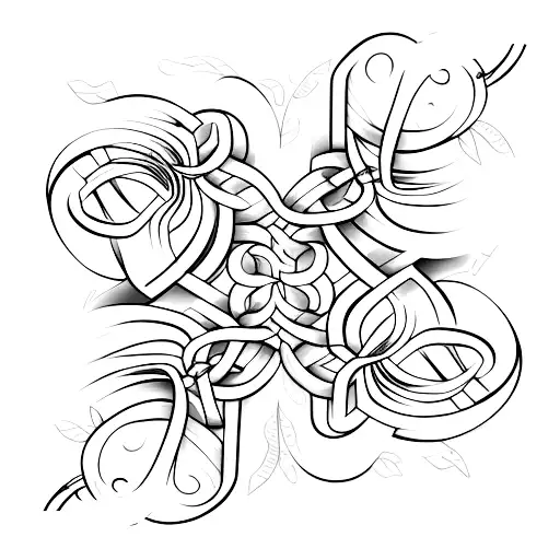metal chain links with flower vines interwoven tattoo design idea